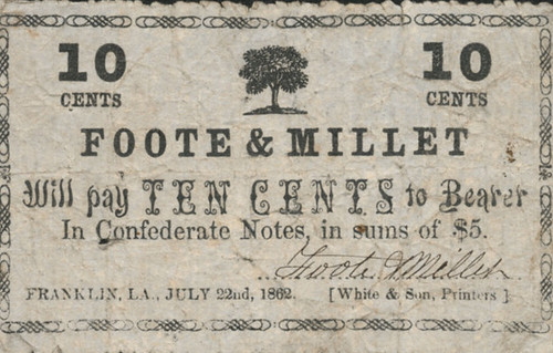 Foote and Millet 10 cent scrip note