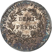 MDC 2023-10 French Collection Sale Lot 051 Napoleon I Demi-franc revolutionary calendar Year 12 reverse