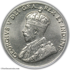 1927 Canadian Five Cent Piece obverse