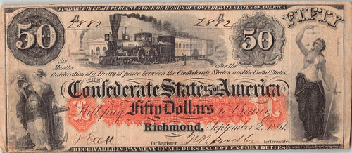WBNA US4 Sale Lot 4035 1861 Confederate States 50 Dollars