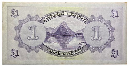 New Zealand Reserve Bank One Pound note back