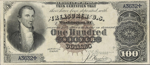1880 $100 Silver Certificate front