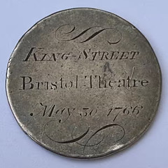 1766 Bristol Theatre token No. 35 obverse