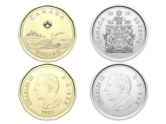 King Charles Canadian dollar and half dollar