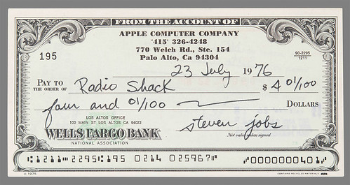 1976 apple computer check