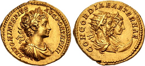 CNG Triton XXVII Lot 818 Caracalla, Septimius Severus and Julia Domna Aureus