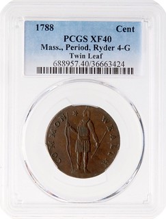 1788 R 4-G MA Colonial Cent slab