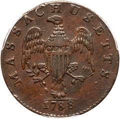 1788 R 4-G MA Colonial Cent reverse