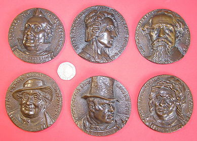 DICKENS LAND CHARACTER BRONZE PLACQUES 1941