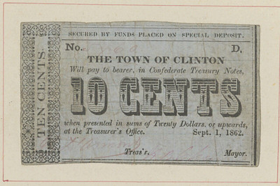 1862 Clinton 10 Cent scrip note