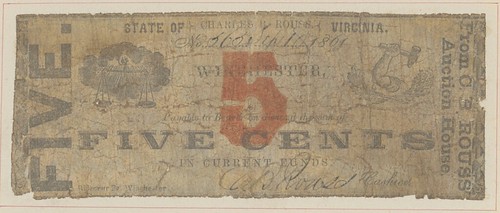 1861 Winchester VA Five Cent scrip note