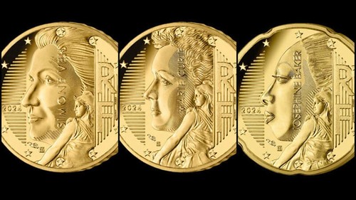 Simone Veil, Marie Curie and Josephine Baker on French Euro coins
