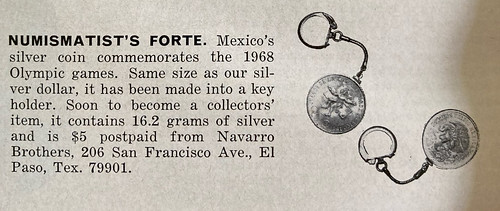 Mexico 1968 Olympic silver coin keychain