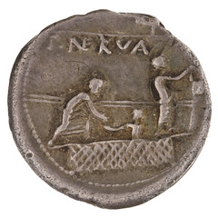 Roman silver coin of P. Nerva reverse