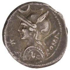 Roman silver coin of P. Nerva obverse