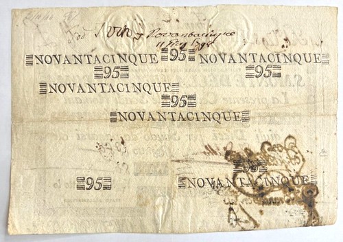 Vatican City anto Monte Della Pietà di Roma 95 scudi banknote back