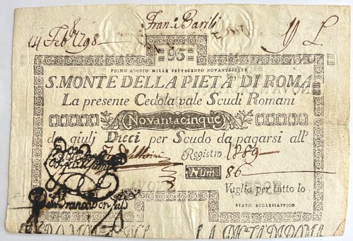 Vatican City anto Monte Della Pietà di Roma 95 scudi banknote front