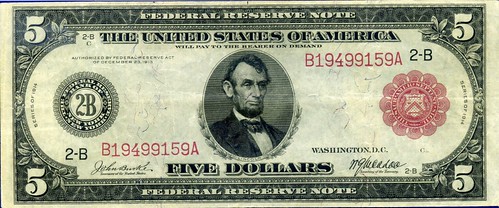 1914 Series U.S. Five Dollar bill front