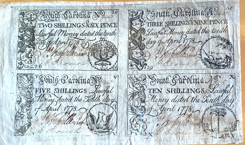 sheet of South Carolina notes