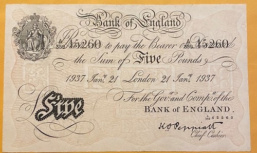 Operation Bernhard Counterfeit British Five Pounds