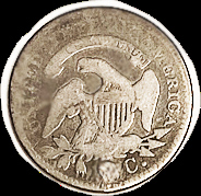 holed coin 2 1822 dime reverse
