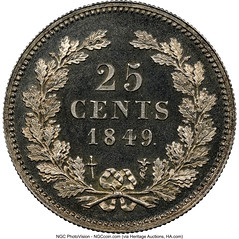 13. Netherlands- Willem III 25 Cents 1849 Reverse