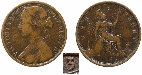 1863 Victoria Penny with slender type 3