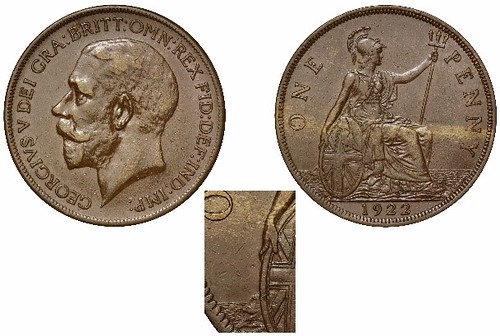 1922 George V Penny with later 1927 style reverse