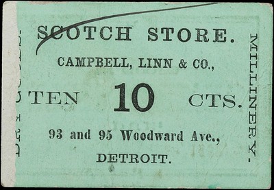 Richard Rossa cardboard scrip Detroit 1862 Campbell, Linn and Company front