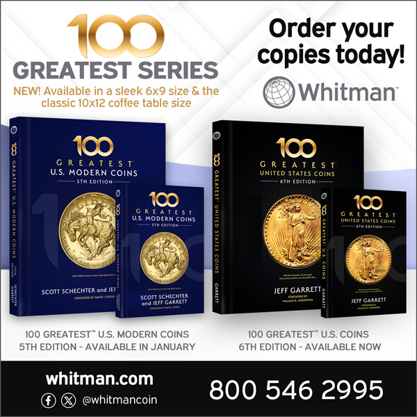 Whitman E-Sylum ad 2025-01 Whitman 100 Greatest