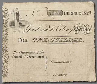 1825 Berbice One Guilder banknote