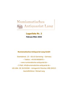 Numismatisches Antiquariat Lang Stocklist 2