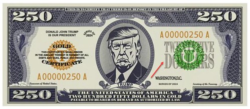 Trump $250 bill error note 1