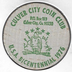 Culver City Coin Club bicentennial wooden nickel