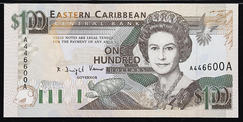 East Caribbean States Currency 1993 100 Dollars Antigua