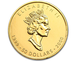 1999-2000 Canadian Maple Leaf gold obverse
