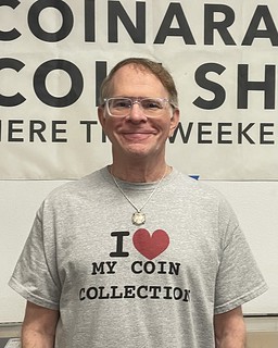 Ken Spindler wearing I Love My Coin Collection t-shirt