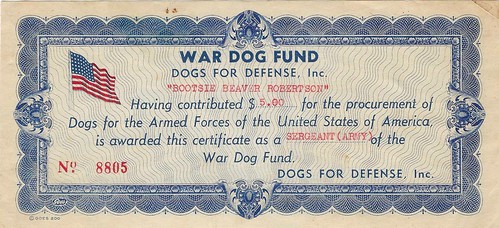 War Dog Fund receipt