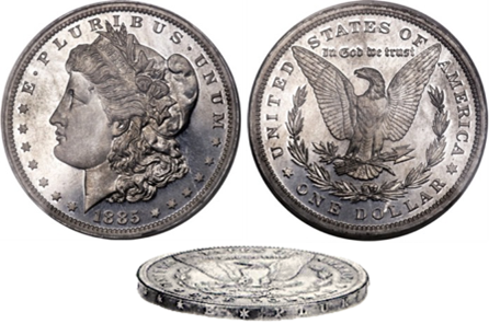 1885 Snowden pattern dollar struck in aluminum