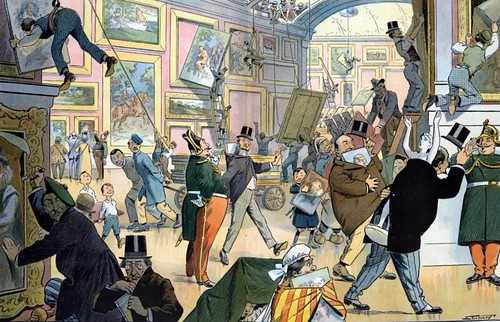 patrons stealing from the Louvre cartoon