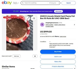 eBay 2025-D cent box sale offer