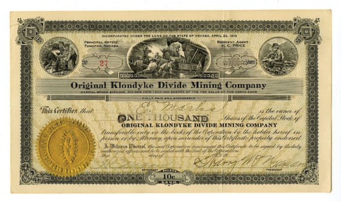 AIA Sale 108 Lot 1302 Original Klondyke Divide Mining Co stock certificate