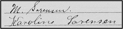 Signatures of Michael Sorensen and Karoline Sorensen (1919)