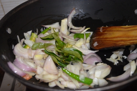 stir fry the onion