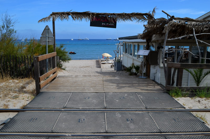 A beach cafe at the rear of La Plage de la Pinède, Calvi, Corsica
