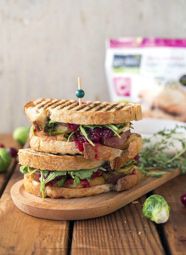 This delectable loaded holiday panini embraces simplified holiday dishes and puts them between two pieces of garlic herb brushed bread.