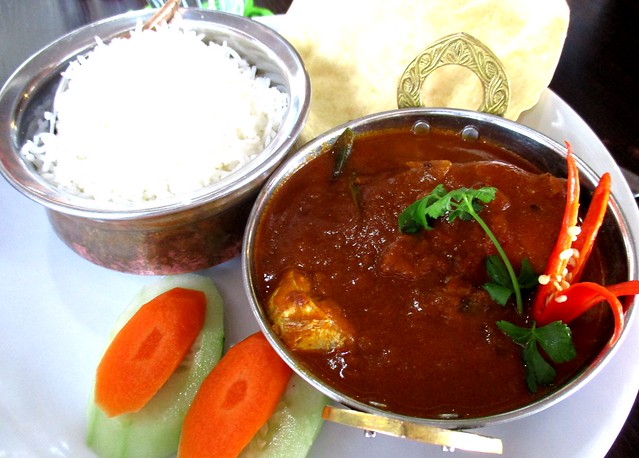 Cafe IND Indian fish curry with basmati rice