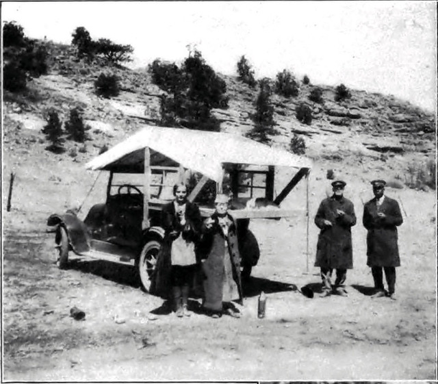 Outing, April 1923; Living in the Car - Mr. Dunbar turned his touring car into a traveling hotel by merely changing the top and putting on a set of auxiliary coil springs. 