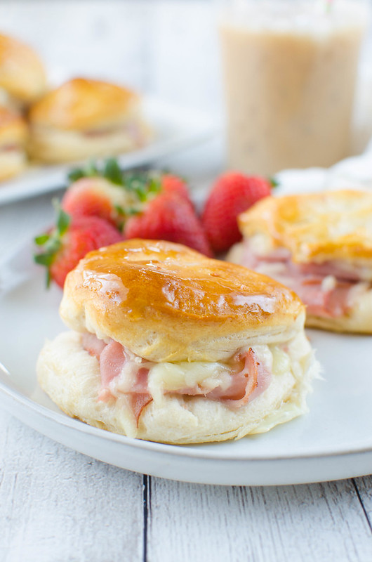 Honey Ham Biscuits - a delicious way to use leftover ham! Only 4 ingredients and a total crowd pleaser. 