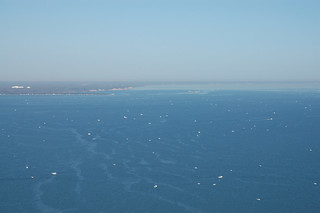Aerial photo of boats fishing from opening day
